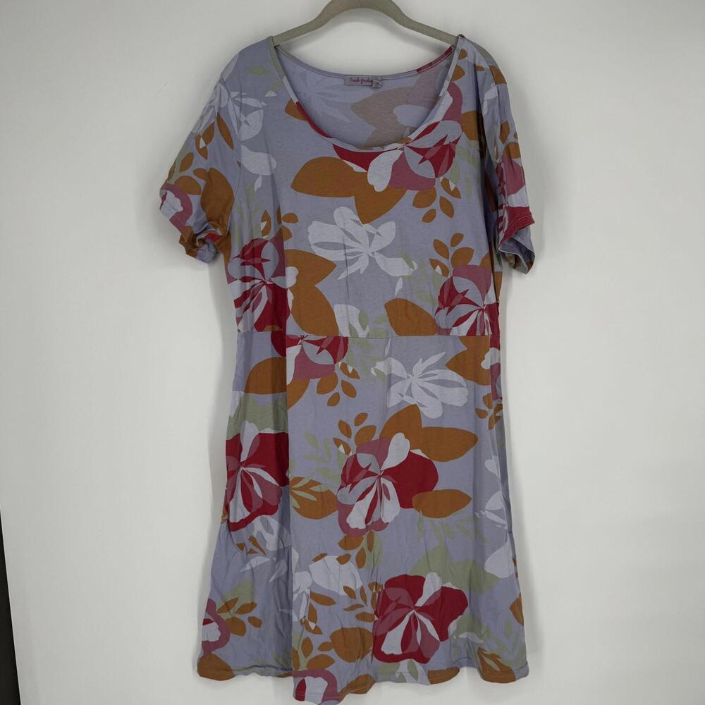 Fresh Produce dress womens 1x purple floral cotton beachy cruise vacation summer